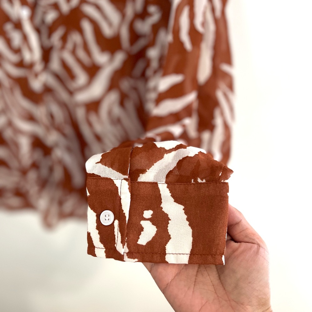 Sheer Brown Zebra Button-Up - image 2
